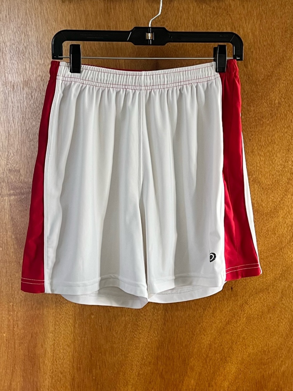 Mens Y2K Retro Athletic Shorts - White with Red Side Panels
